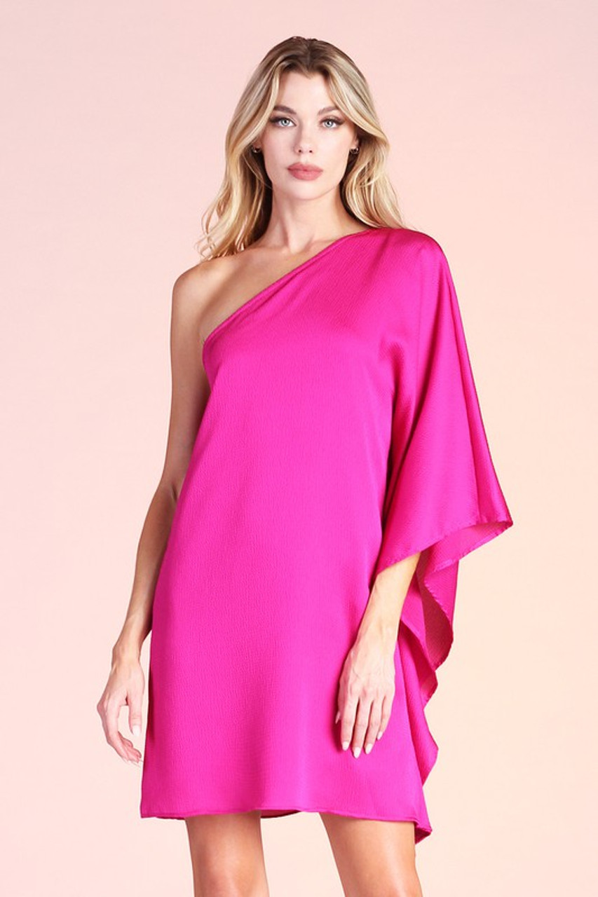 hot pink one shoulder dress